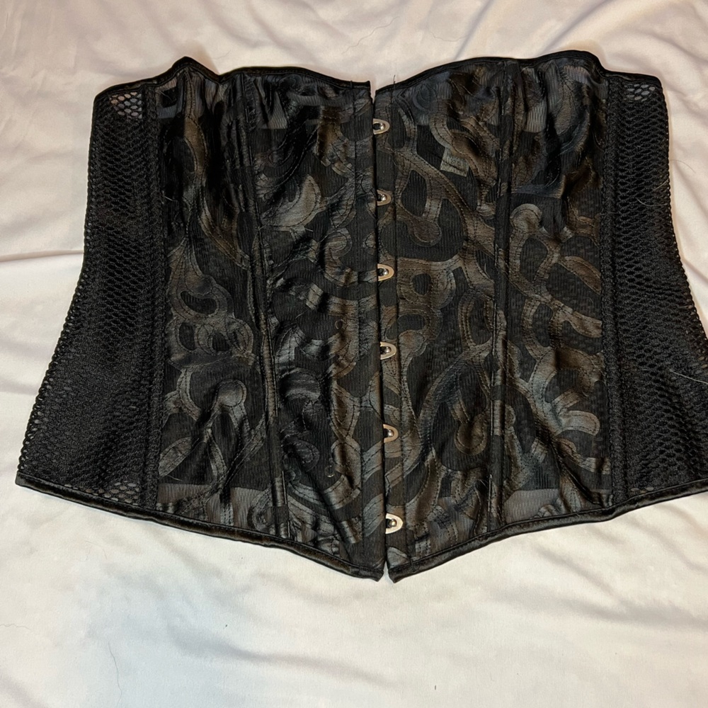 Black Mesh & Leather Fashion Corset